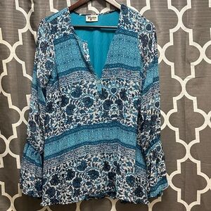 Show Me Your MuMu Blue and White Floral Blouse